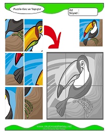 Puzzle Kes Yapıştır Çalışma Sayfaları